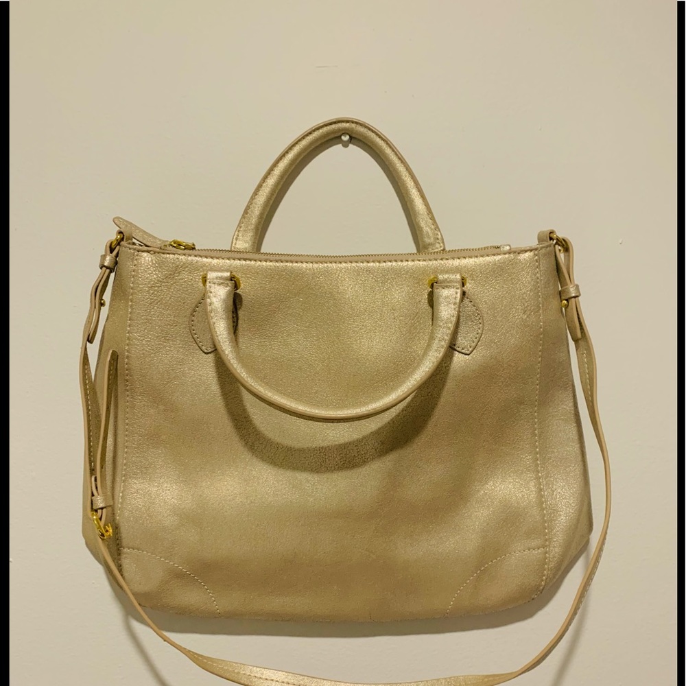 J. Crew Gold Leather Handbag